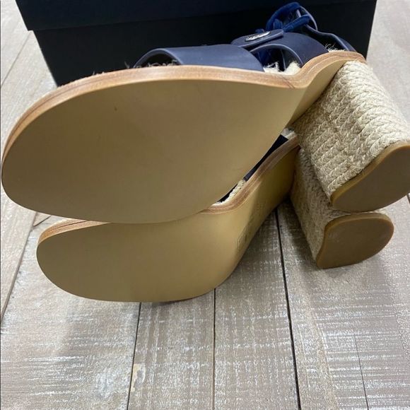 NIB $450 rag & bone | Eden | Jute Wrapped Block Heel Strappy Sandals in Navy - Picture 3 of 5